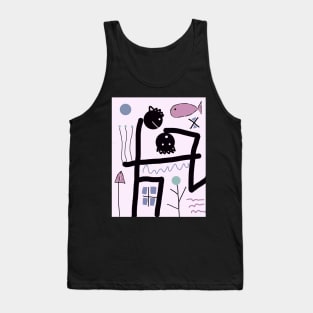 Kids Contemplating Objects Stick Figure Tank Top